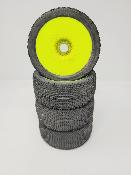PNEUS SCRATCH GOMME 0/18 MONTÉS SUR JANTES JAUNES (4) - 20% D'USURES 6-MIK