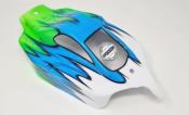 Carrosserie VSE Blanc/Bleu/Vert fluo peinte pour VSE HOBAO RACING