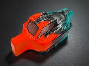 Carrosserie "JC P2" Orange Fluo/Gun Métal/Turquoise pour MUGEN MBX8 WS-LINE