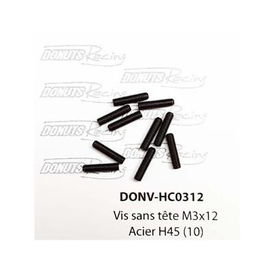 Vis sans têtes M3 x 12 Acier H45 (10) DONUTS RACING