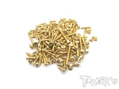 Kit complet de vis acier nitride doré pour Tekno-RC EB410 (126 pièces) T-WORK'S