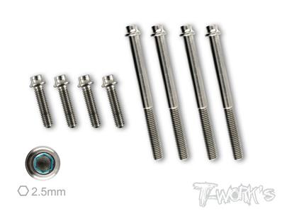 Kit de vis 3.5mm titane pour cellule E/D817 (8) T-WORK'S