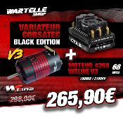 Combo Variateur CORSATEC Black Edition 1/8 RACE PRO 250 + Moteur WSLINE 4268 (KV au choix) CORSATEC