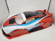 Carrosserie peinte et décorée Seven65 1/7eme avec aileron BITTYDESIGN