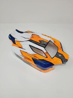 CARROSSERIE VS2 BLEU/ORANGE FLUO/BLANC PEINTE POUR VS2 HOBAO RACING