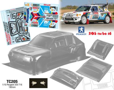 1/10 Peugeot 205 T16 190mm (non peinte) TEAM C