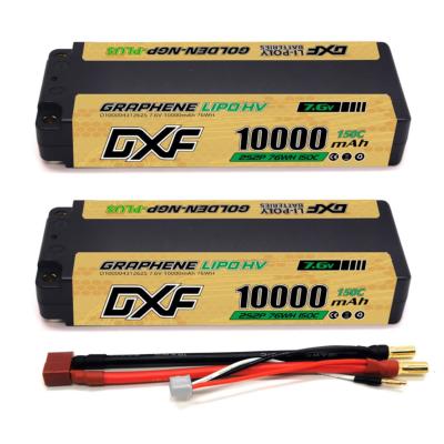PACK 2x Lipo Batterie 2S 7.6V 10000mAh 150C Gold-NGP 5mm avec cordon DEAN DXF-POWER