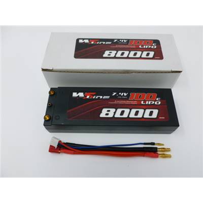 Accu Lipo 8000 100c 2S 7.4V (prise PK 4mm) 2S2P WS-LINE