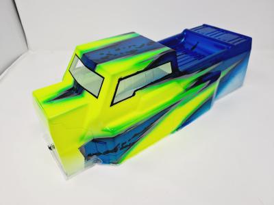 CARROSSERIE ET48 2.0 JAUNE FLUO-VERT/BLEU PEINTE POUR ET48 2.0 TEKNO-RC