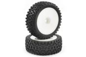 Pneus "CUBOID"  1/10 loisir AVT. sur jantes blanches pleines FASTRAX