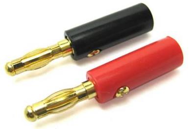 Fiche banane or rouge & noire 4mm ETRONIX