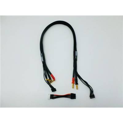 Cable de charge Lipo 4S PK 5mm+prise Equilibrage pour sortie Chargeur PK 4mm Bleu (60cm) WS-LINE