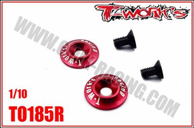 Rondelles d'aileron V2 aluminiums pour 1/10e TT rouges T-WORK'S