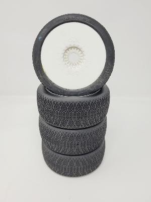 PNEUS MISTIK 2 GOMME BLEU MONTÉS SUR JANTES BLANCHES (4) - 5% D'USURES 6-MIK
