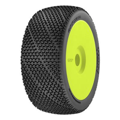 Pneus "TRIKY" montés/collés sur jantes jaunes (2) (choix de dureté) GRP