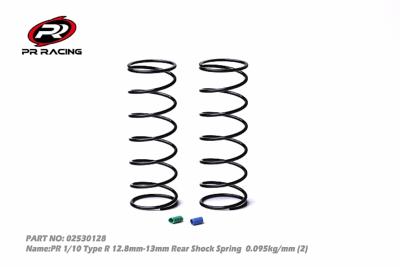 Ressorts d'amortisseurs arrières verts/rouges (12.8mm-13mm) 0.095kg/mm (2) PR RACING