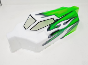 CARROSSERIE EB48 2.0 BLANC/VERT FLUO PEINTE POUR EB48 2.0 - 2.1 TEKNO-RC