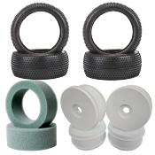 Pack de pneus 1/8eme 2x MINI PIN yellow + inserts + jantes blanches SCHUMACHER