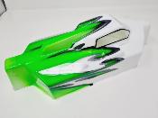 CARROSSERIE EB48 2.0 BLANC/VERT FLUO PEINTE POUR EB48 2.0 - 2.1 TEKNO-RC