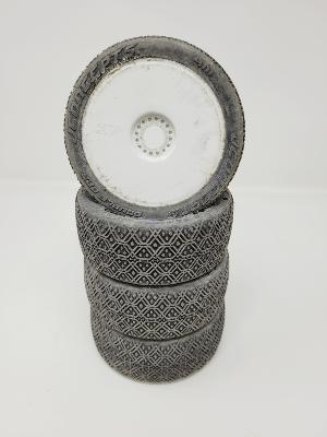 PNEUS DOUBLE BAR GOMME BLEU MONTÉS SUR JANTES BLANCHES (4) - 5% D'USURES JCONCEPTS