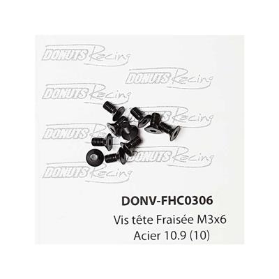 Vis têtes fraisées M3x6 Acier 10.9 (10) DONUTS RACING