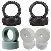 Pack de pneus 1/8eme 2x SPIRAL silver + inserts + jantes blanches SCHUMACHER