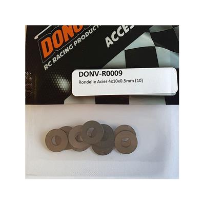 Rondelles acier 4x10x0.5mm (5) DONUTS RACING