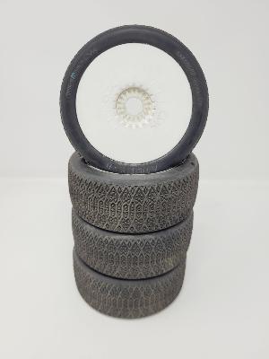 PNEUS MISTIK 2 GOMME BLEU MONTÉS SUR JANTES BLANCHES (4) - 10% D'USURES 6-MIK