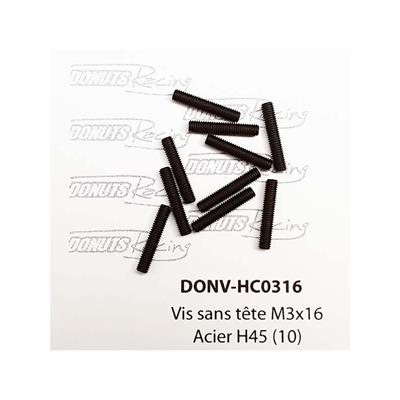 Vis sans têtes M3 x 16 Acier H45 (10) DONUTS RACING