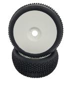 Pneus 01 Buggy 1/8 Synthétique 35 Shore montés/collés sur jantes blanches (2) WS LINE