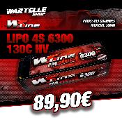 Accu Lipo 6300 130C 4S 15.2V HV Faible ép. (prises PK 5mm) WS-LINE