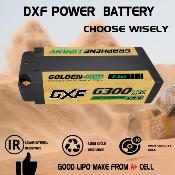 Lipo Batterie 2S 7.6V 6300mAh 140C Gold-NGP 5mm avec cordon DEAN DXF-POWER