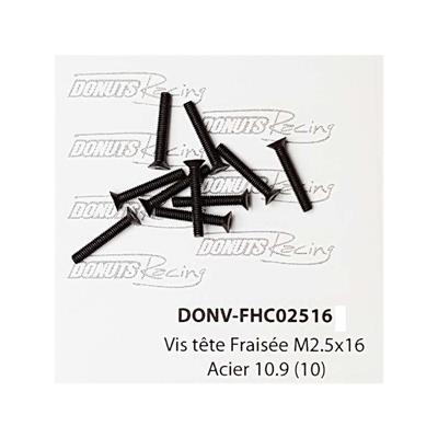 Vis têtes fraisées M2.5x16 Acier 10.9 (10) DONUTS RACING