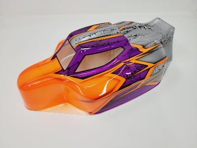 CARROSSERIE S15 ORANGE/VIOLET METAL/GRIS ALU PEINTE  pour TEKNO NB48/EB48 2.X - J-CONCEPTS