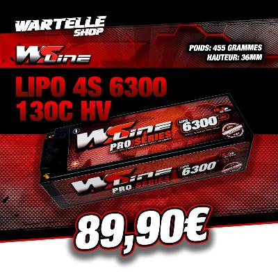 Accu Lipo 6300 130C 4S 15.2V HV Faible ép. (prises PK 5mm) WS-LINE