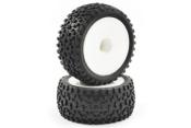 Pneus "CUBOID"  1/10 loisir ARR. sur jantes blanches pleines FASTRAX
