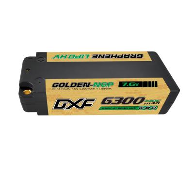 Lipo Batterie 2S 7.6V 6300mAh 140C Gold-NGP 5mm avec cordon DEAN DXF-POWER