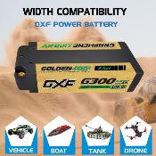 Lipo Batterie 2S 7.6V 6300mAh 140C Gold-NGP 5mm avec cordon DEAN DXF-POWER