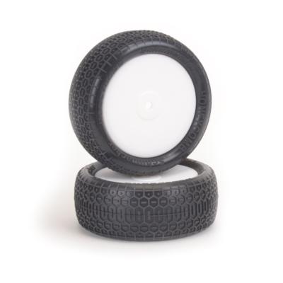 Pneus "Honeycomb" Avant jaune avec insert Cragg montés-collés sur jantes blanches SCHUMACHER RACING
